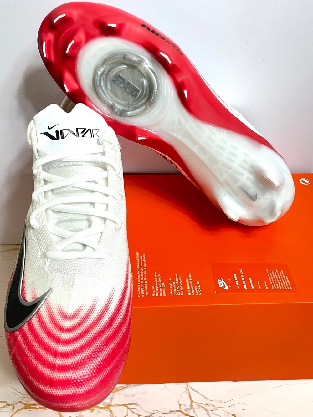 Nike Zoom Vapor Elite 1 Football Cleats Sizes 9 & 9.5 FB3288-102 White Red